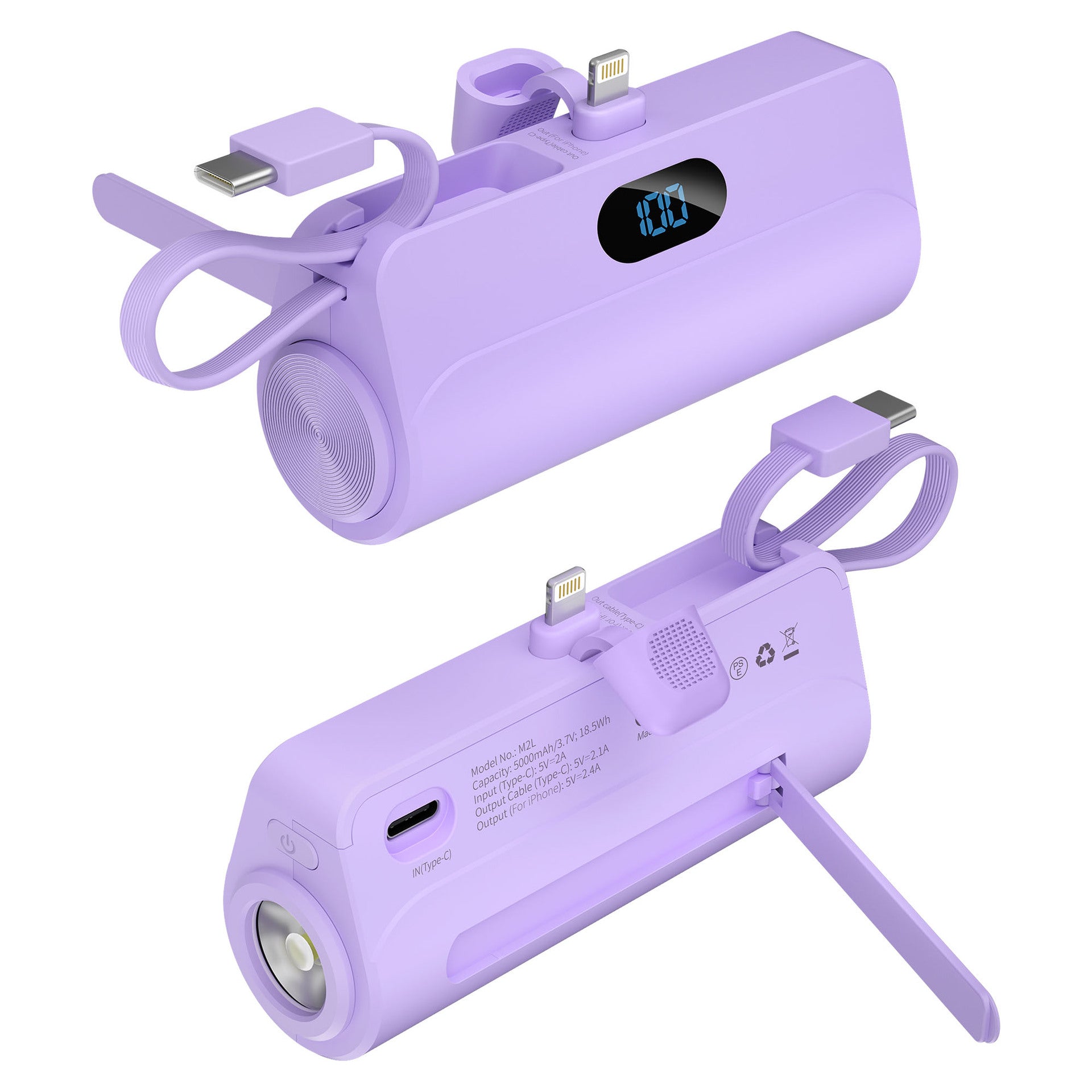 Mini Powerbank mit integriertem Kabel