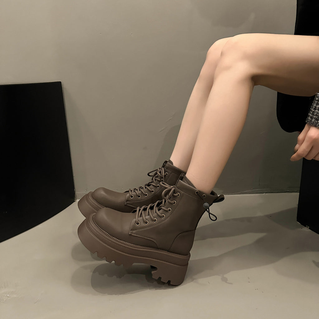 Vintage Chunky-Heel Platform Kurzstiefeletten