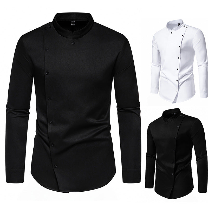 Herren Langarmhemd mit Stehkragen – Bild 5 | LuxeStyle