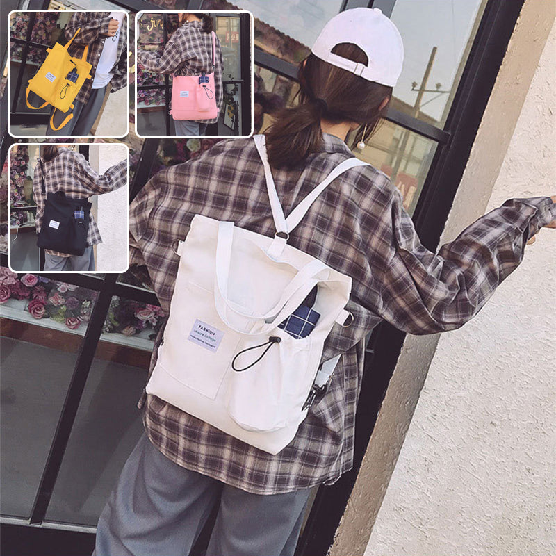 Harajuku Canvas Rucksack mit vielen Fächern