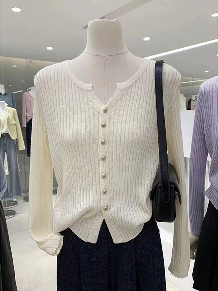 Strick-Cardigan mit Knopfleiste