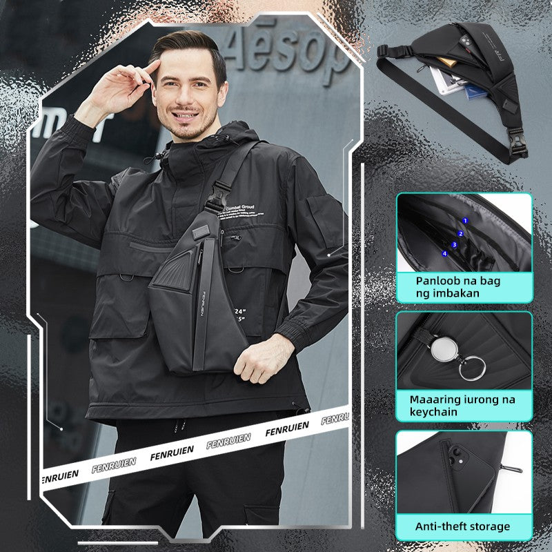 Umhängetasche für Herren, Schwarz – Bild 6 | LuxeStyle