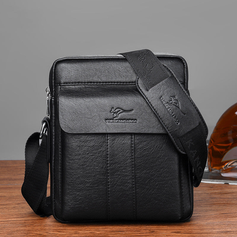 Schultertasche Herren aus PU-Leder, schwarz – Bild 5 | LuxeStyle