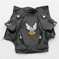 Hunde Lederjacke mit Adler-Stickerei