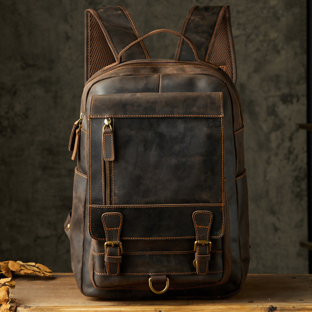Handgemachter Retro-Rucksack aus Rindsleder – Bild 2 | LuxeStyle