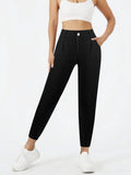 High Waist Button-Fly Jogger Pants mit Taschen