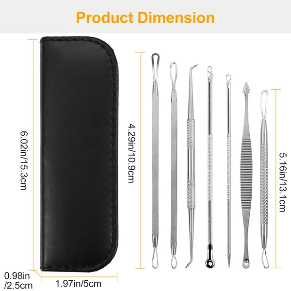 Mitesser-Entferner-Set aus Edelstahl, 7-teilig – Ansicht 3