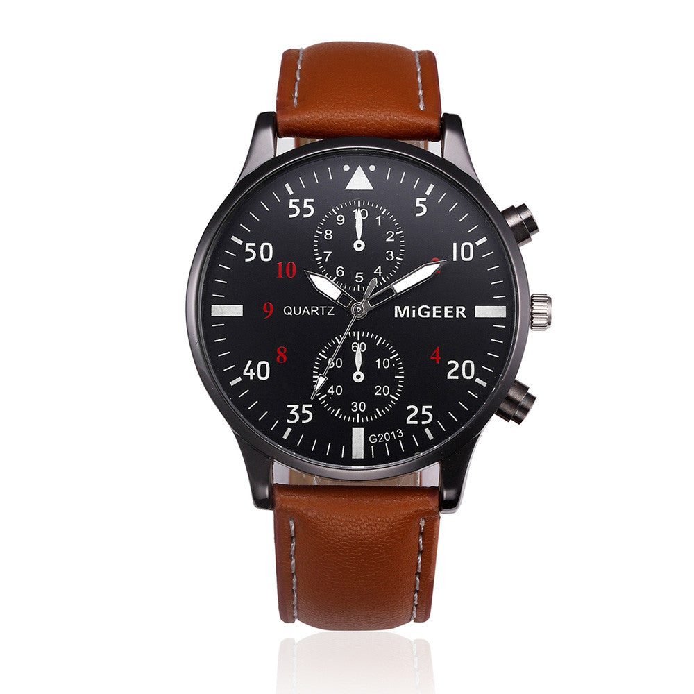 Retro Sportuhr mit Lederarmband