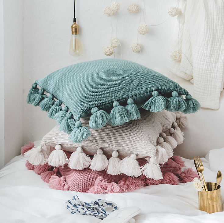 Bohemian Strick-Kissenbezug mit Fransen – Bild 6 | LuxeStyle