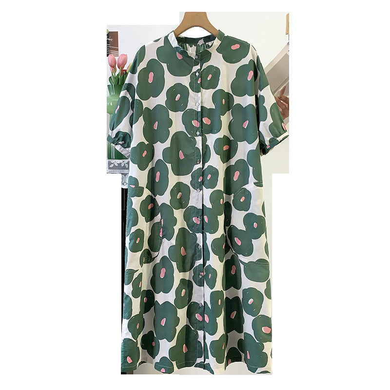 Blumiges Langarmkleid aus Popeline – Bild 6 | LuxeStyle