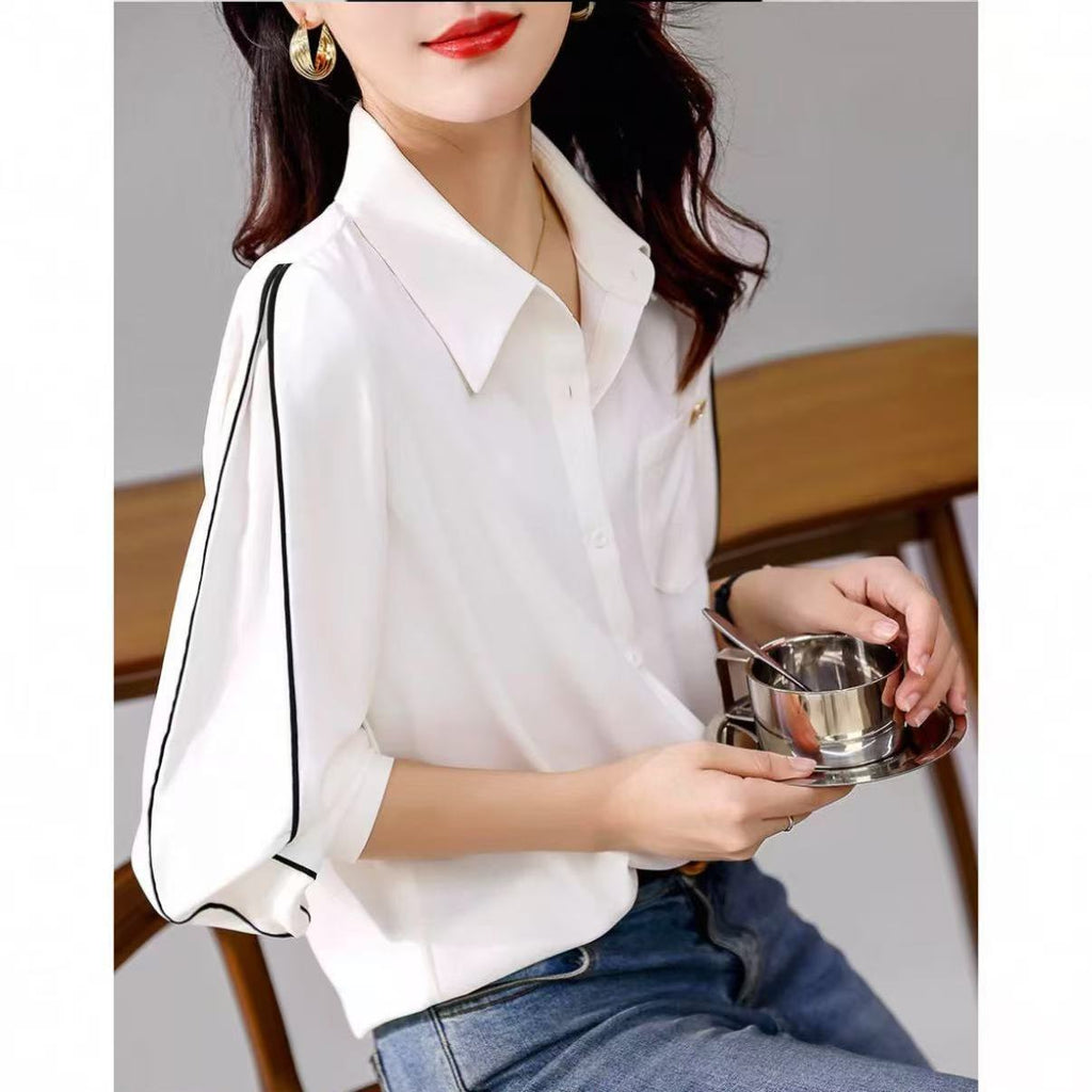 Weisses Langarmshirt im Casual-Stil – Bild 3 | LuxeStyle