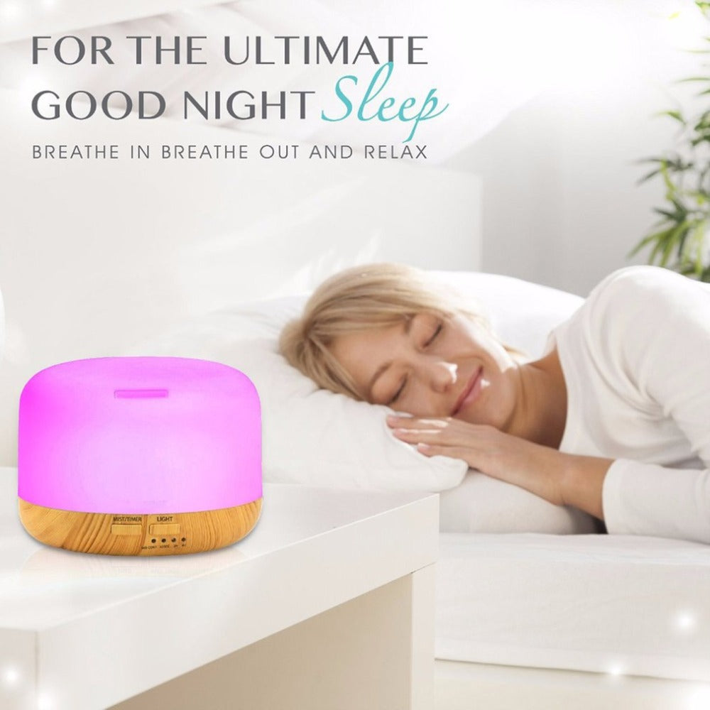 Holzmaserung Fernbedienungs‑Luftbefeuchter mit LED‑Lampe – Bild 2 | LuxeStyle