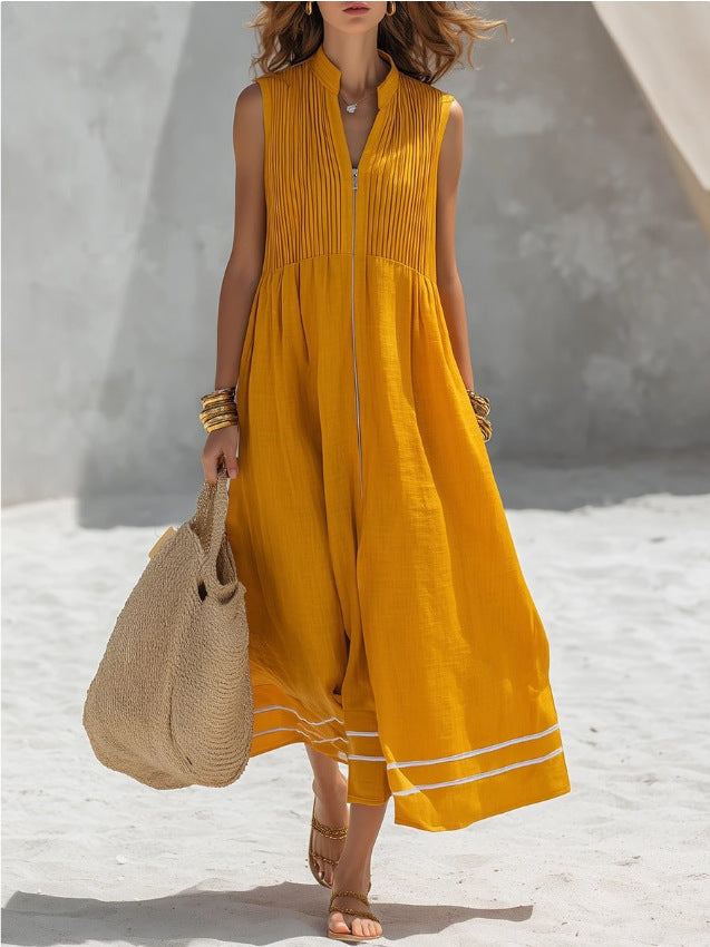 Ärmelloses Faltenkleid – Bild 3 | LuxeStyle