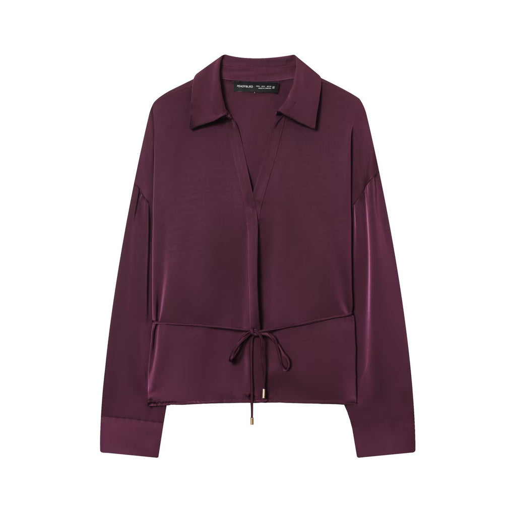 Seidenmatt-Bluse mit Taillengürtel – Bild 4 | LuxeStyle