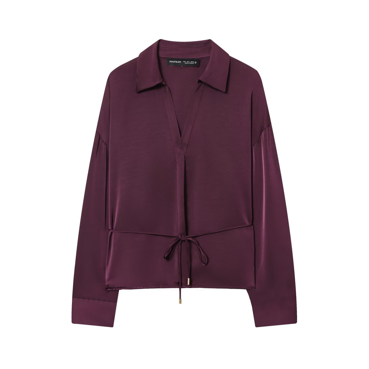 Seidenmatt-Bluse mit Taillengürtel – Bild 4 | LuxeStyle