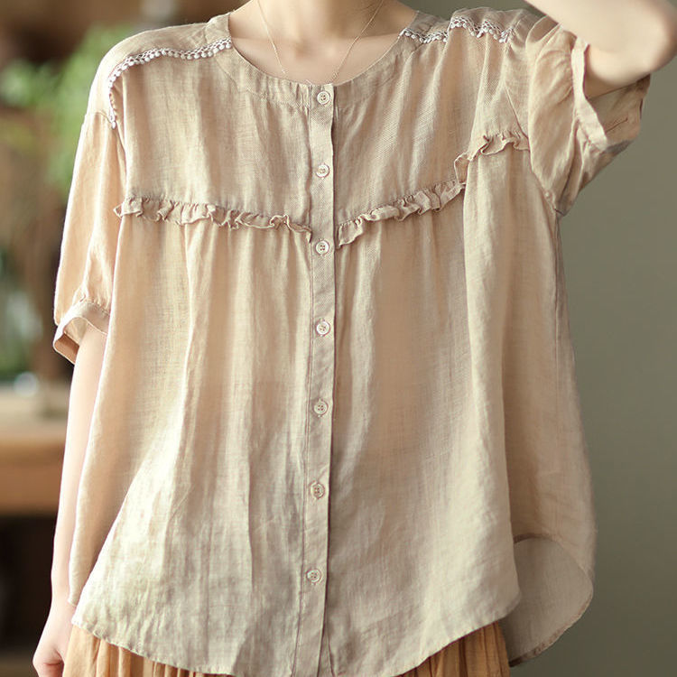 Retro-Shirt mit Rüschen und lockerer Passform