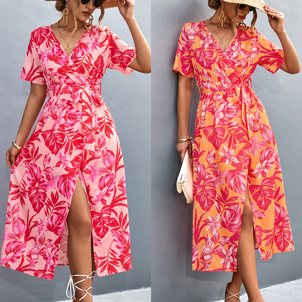Geblümtes A-Linien-Kleid mit Schnürung | LuxeStyle