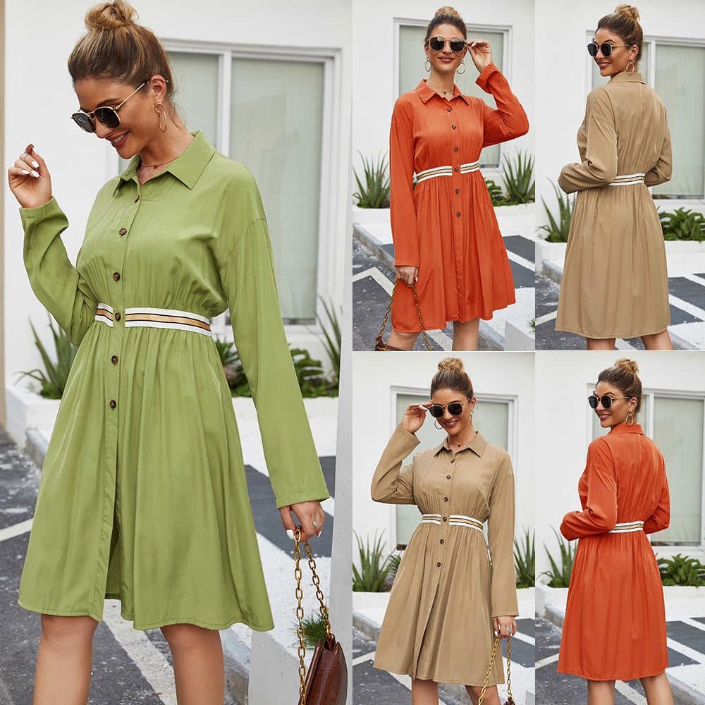 Midikleid mit Polo-Kragen und A-Linie