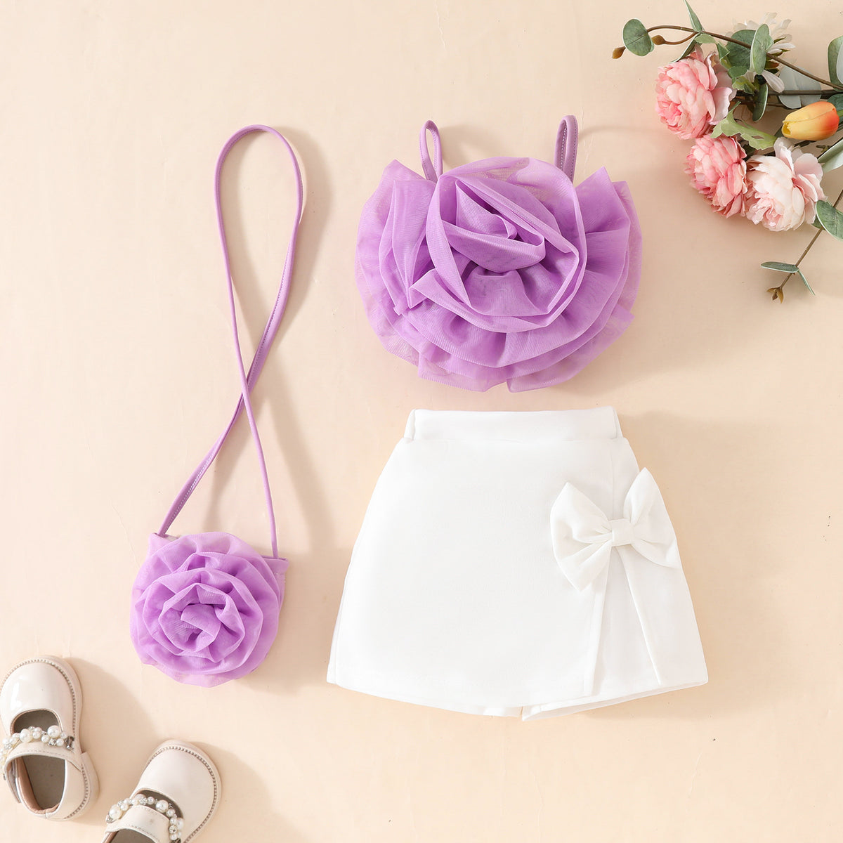 3-teiliger 3D-Blumen-Strampler für Mädchen | LuxeStyle