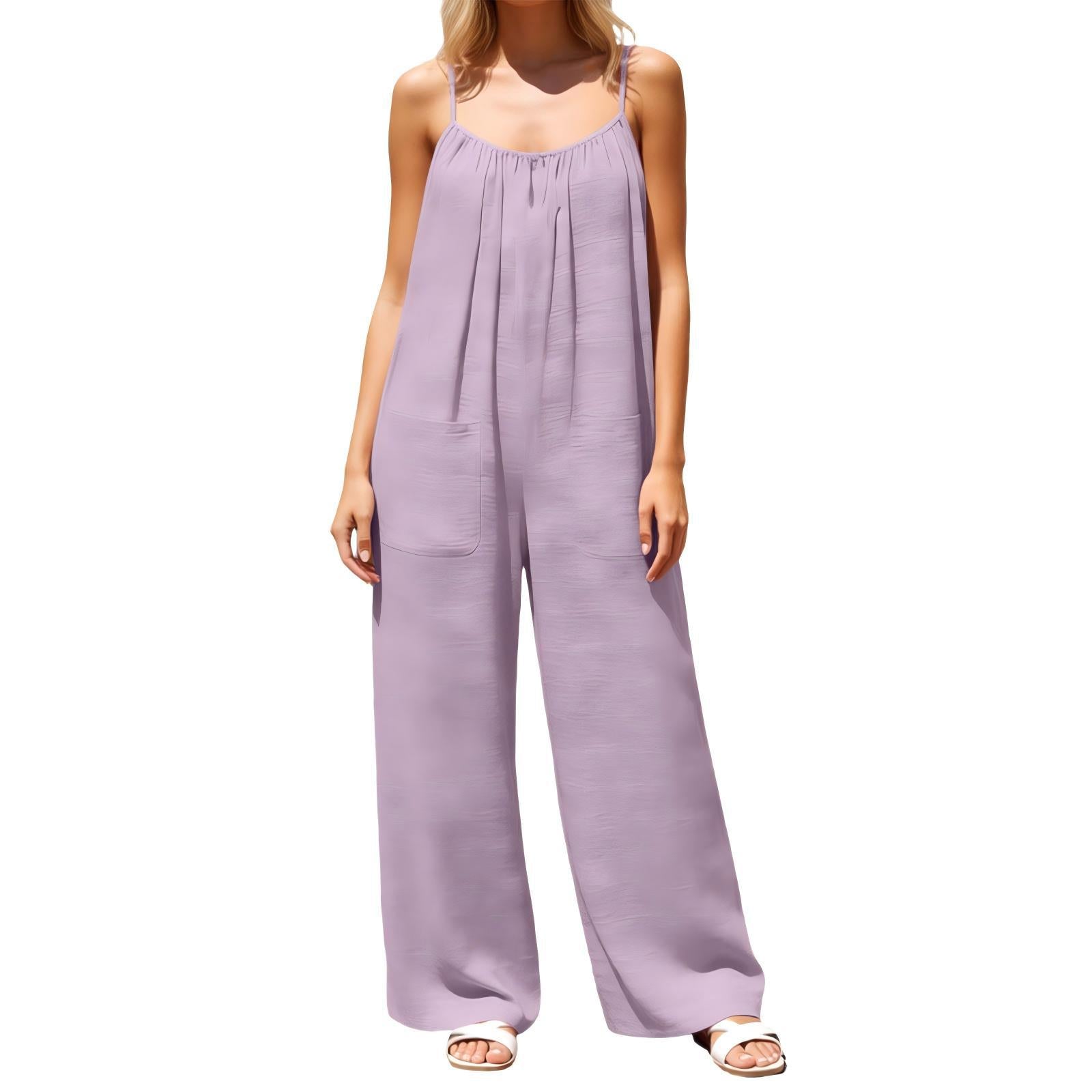 Eleganter ärmelloser Jumpsuit mit weitem Bein