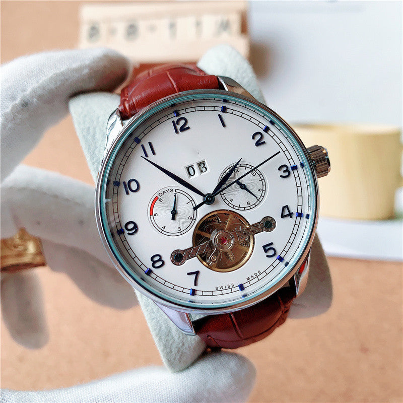 Mechanische Herrenuhr mit Lederarmband