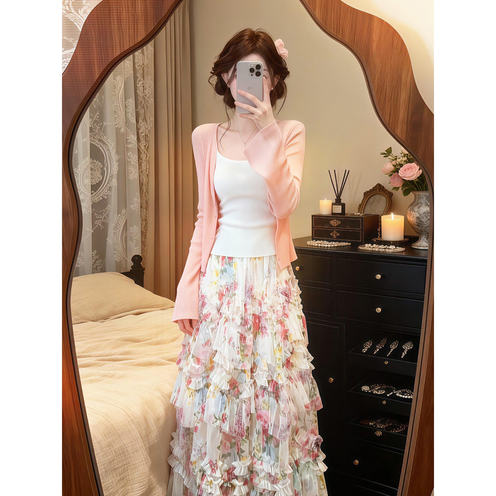 Asymmetrischer Mesh-Jupe