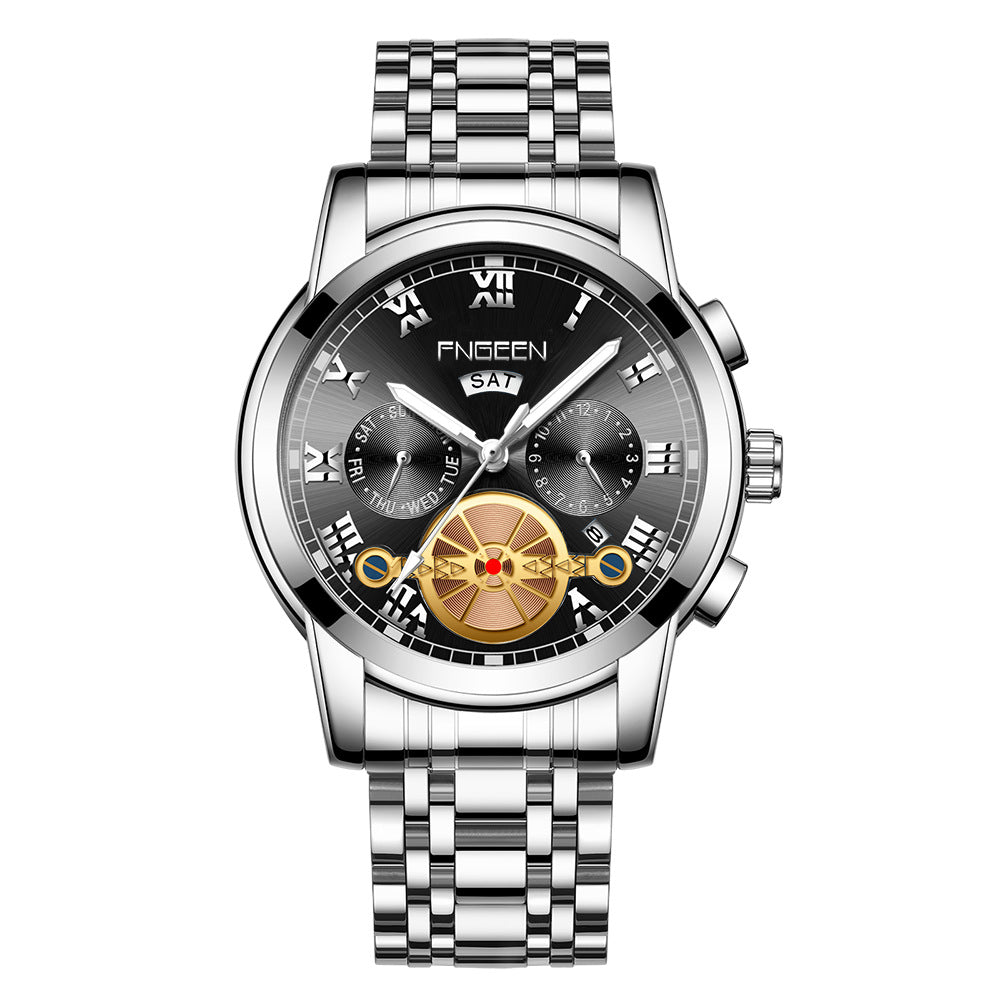 Quarz-Armbanduhr mit Kalender und Edelstahlband – Bild 8 | LuxeStyle