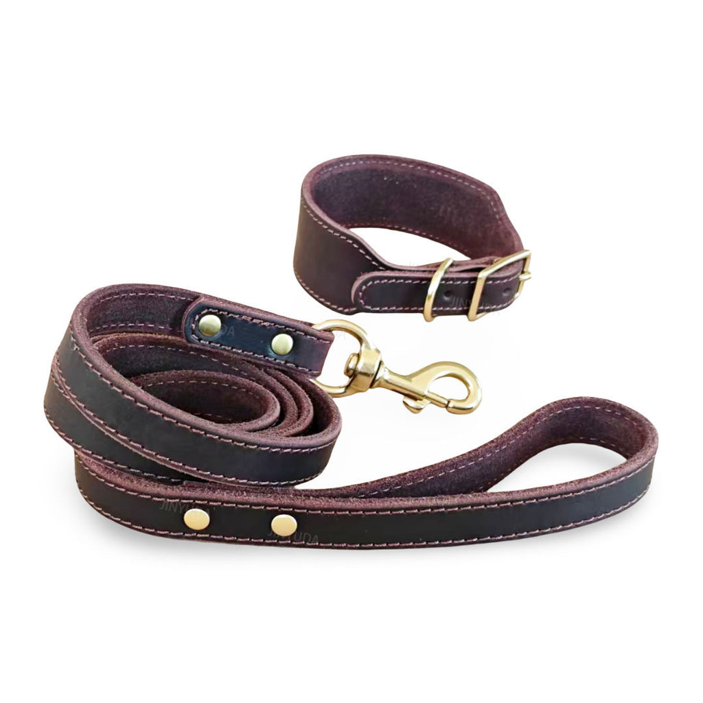 Hunde-Leine aus Vollleder mit Messing-Details