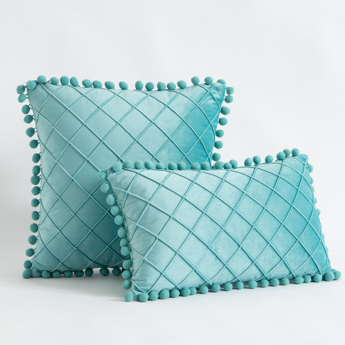 Samt Kissenbezug mit Rautenmuster und Quasten | LuxeStyle