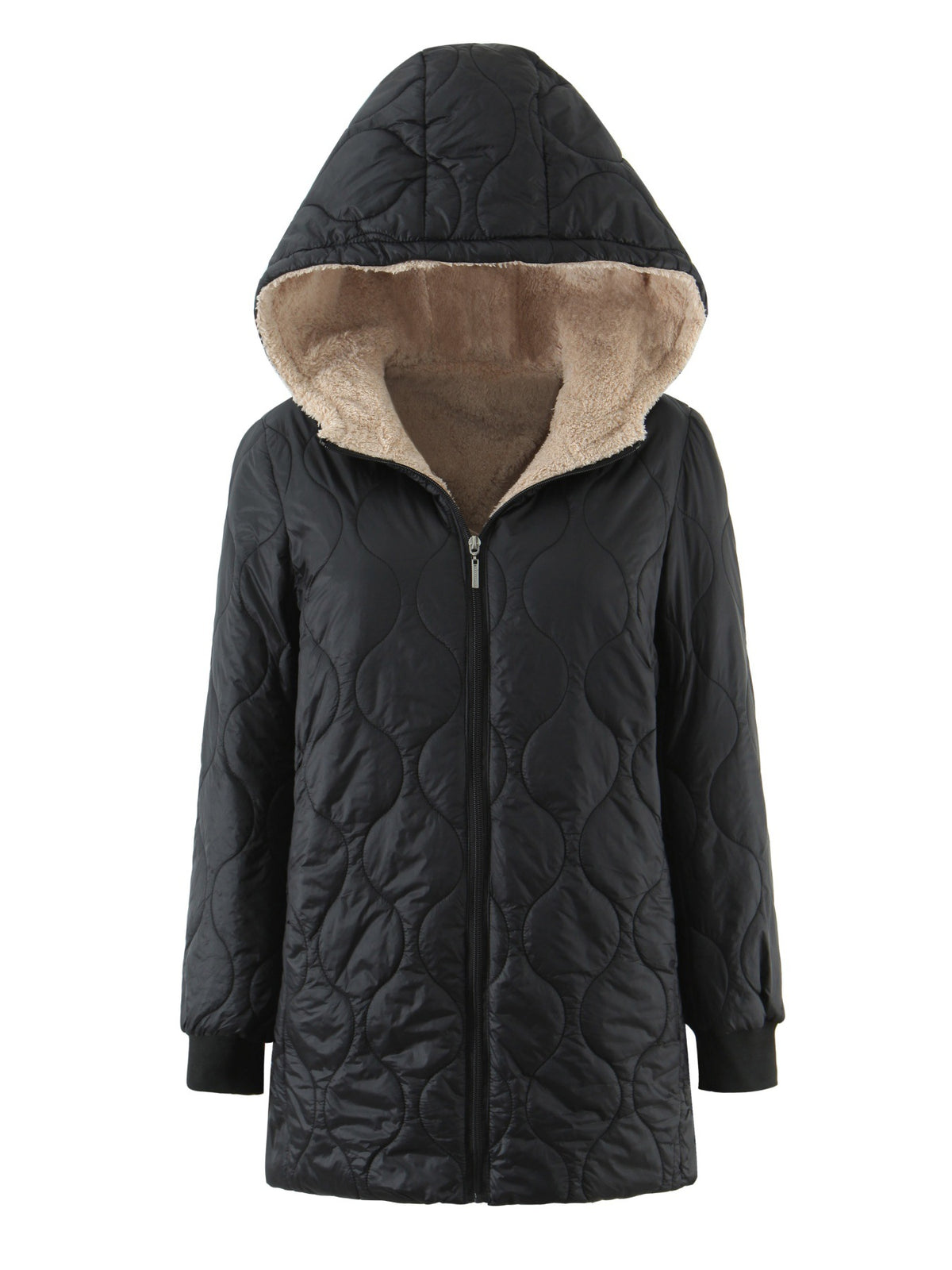 Mid‑Length Daunenmantel mit Fleece‑Futter | LuxeStyle