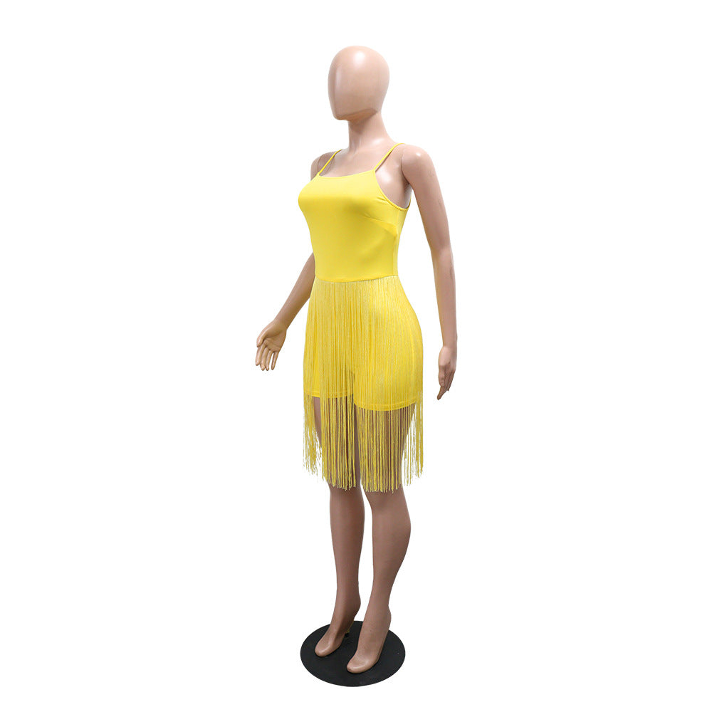 Ärmelloses Midikleid mit Quasten