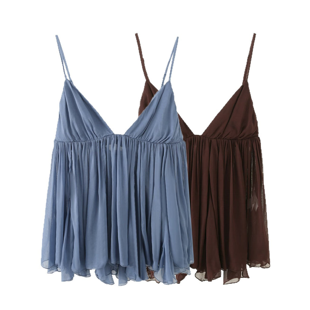 Neckholder-Top mit Rüschensaum
