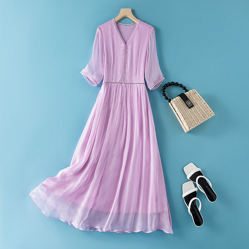 Seidenkleid mit 3/4-Ärmeln