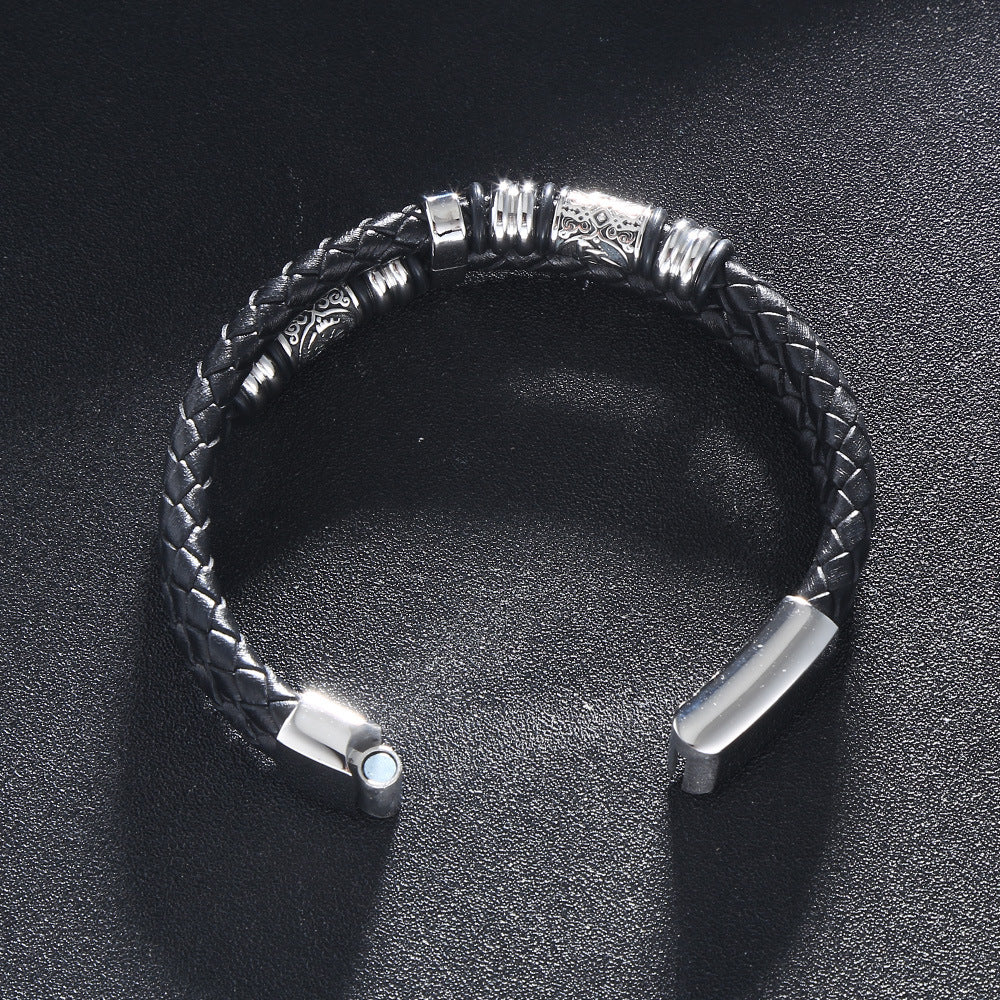 Stahlarmband mit Lederfassung – Bild 4 | LuxeStyle