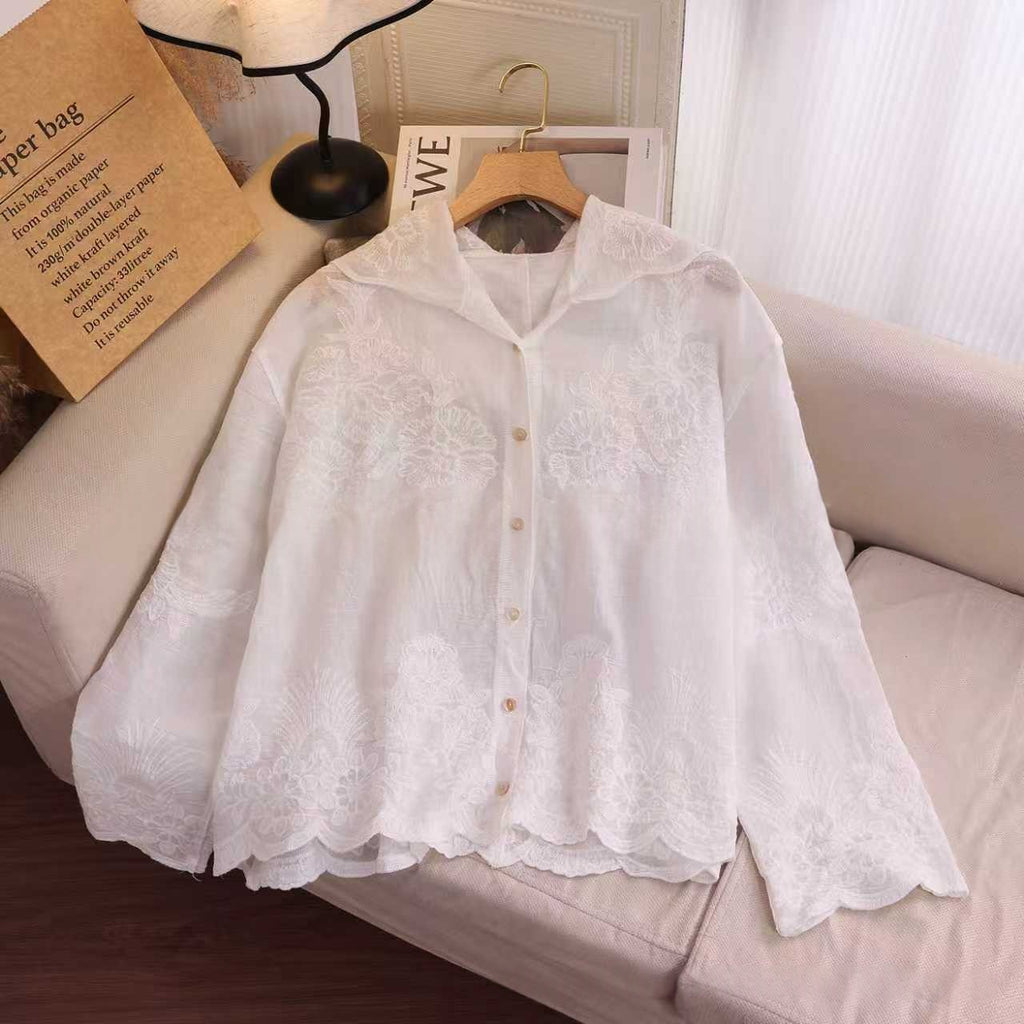 Kapuzen-Shirt mit Stickerei und Häkel-Details – Bild 6 | LuxeStyle