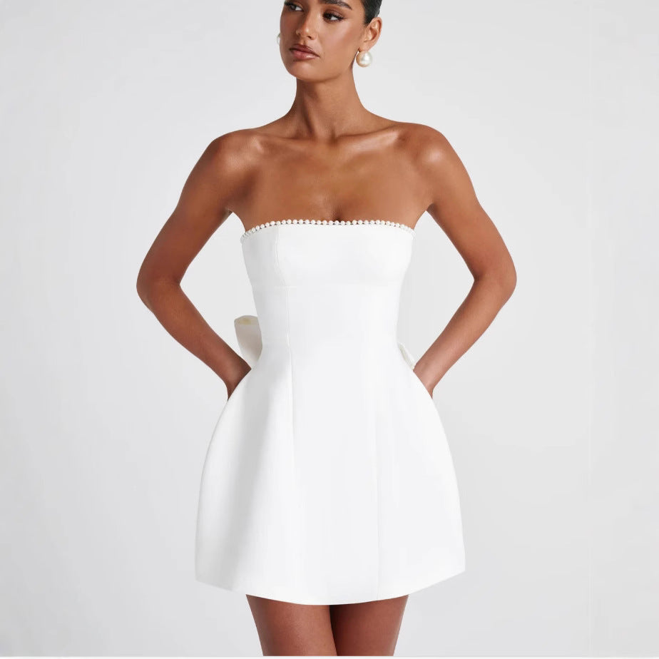 Trägerloses A-Linien-Kleid im French-Stil