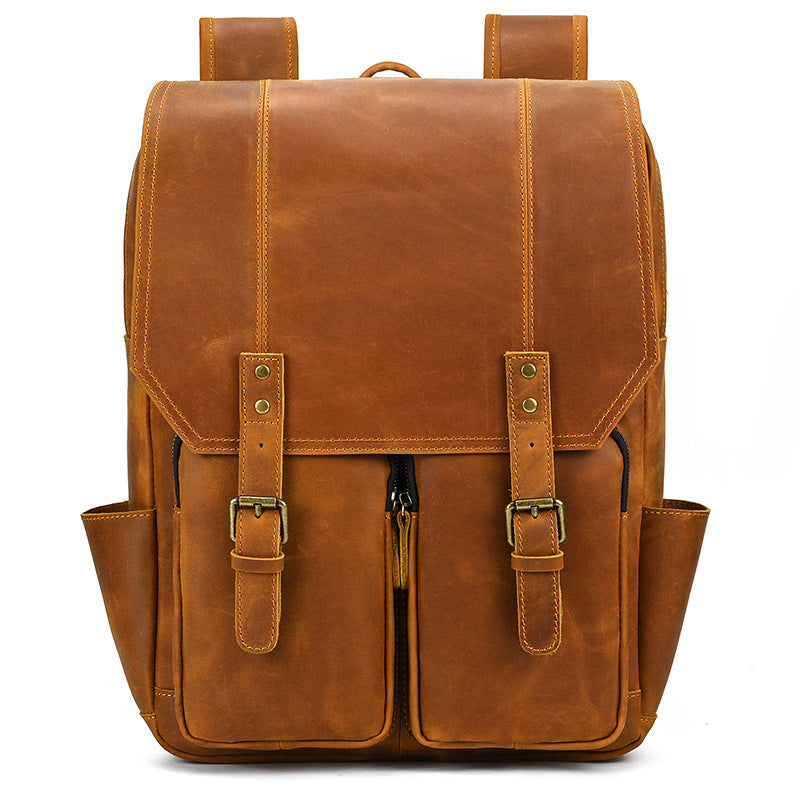 Retro Rucksack aus Rindsleder für 15-Zoll-Laptop