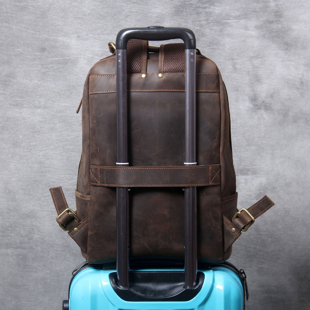 Retro-Lederrucksack für Herren – dunkelbraun – Bild 3 | LuxeStyle