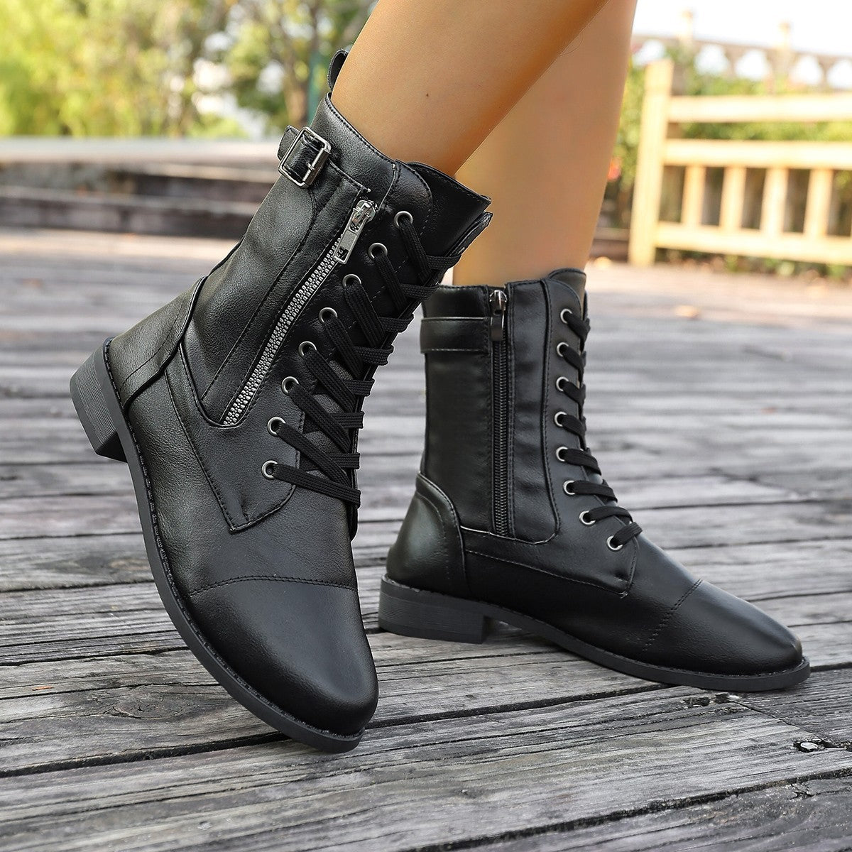 Stiefel mit Seitenschlitz, niedriger Absatz, mid-calf – Bild 5 | LuxeStyle