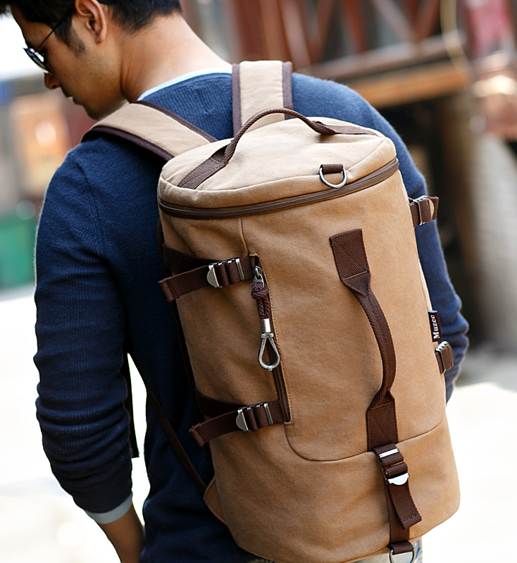 Rucksack für 15" Laptop – Canvas, Farben: Kaffee, Schwarz, Blau – Bild 2 | LuxeStyle