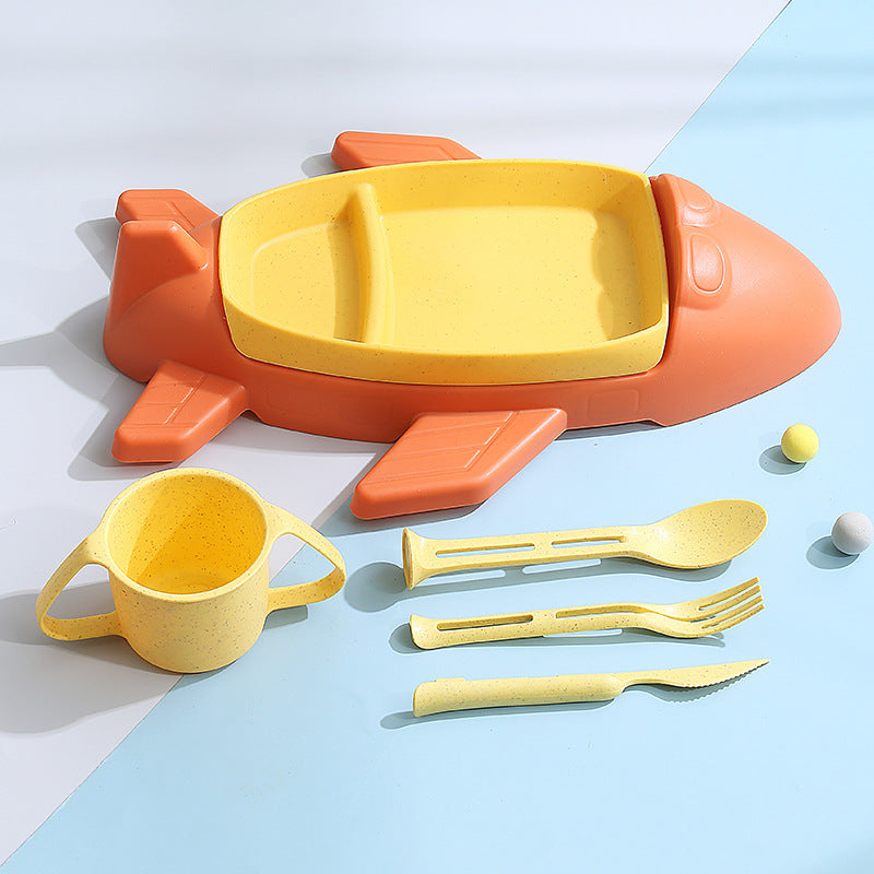 6-teiliges Kinder-Geschirr-Set in Flugzeug-Design