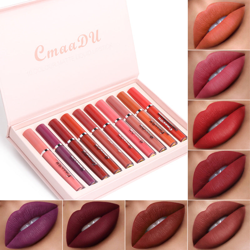 Wasserfeste Matte Lippenstifte 10er-Pack Hält länger