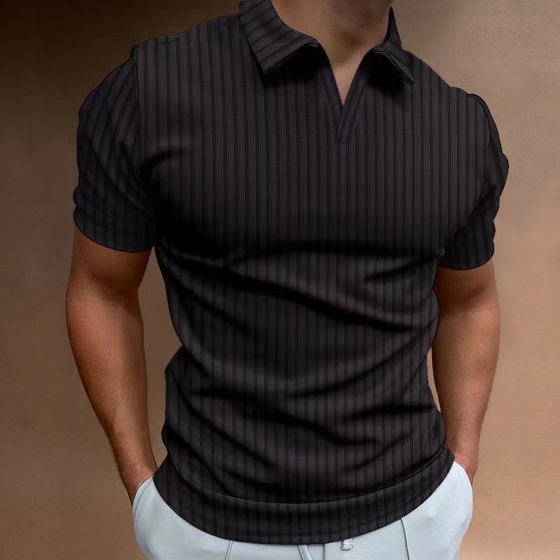 Gestreiftes V-Neck Polo-Shirt für Herren – Bild 5 | LuxeStyle