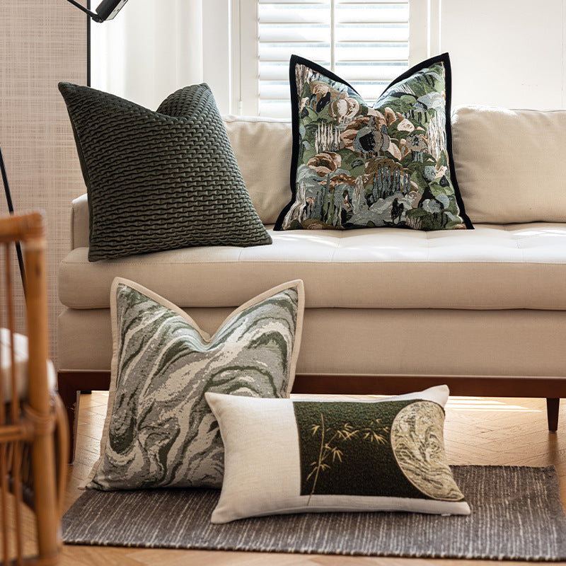 Bambusblätter-Throw-Pillow in Grün – Bild 8 | LuxeStyle