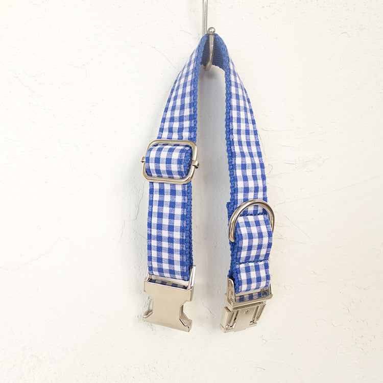Blau kariertes Hunde Halsband – Bild 3 | LuxeStyle