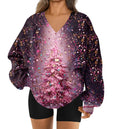 3D-Print V-Ausschnitt Sweatshirt für Damen
