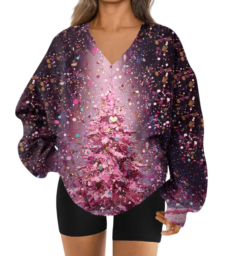 3D-Print V-Neck Sweatshirt für Herbst & Winter