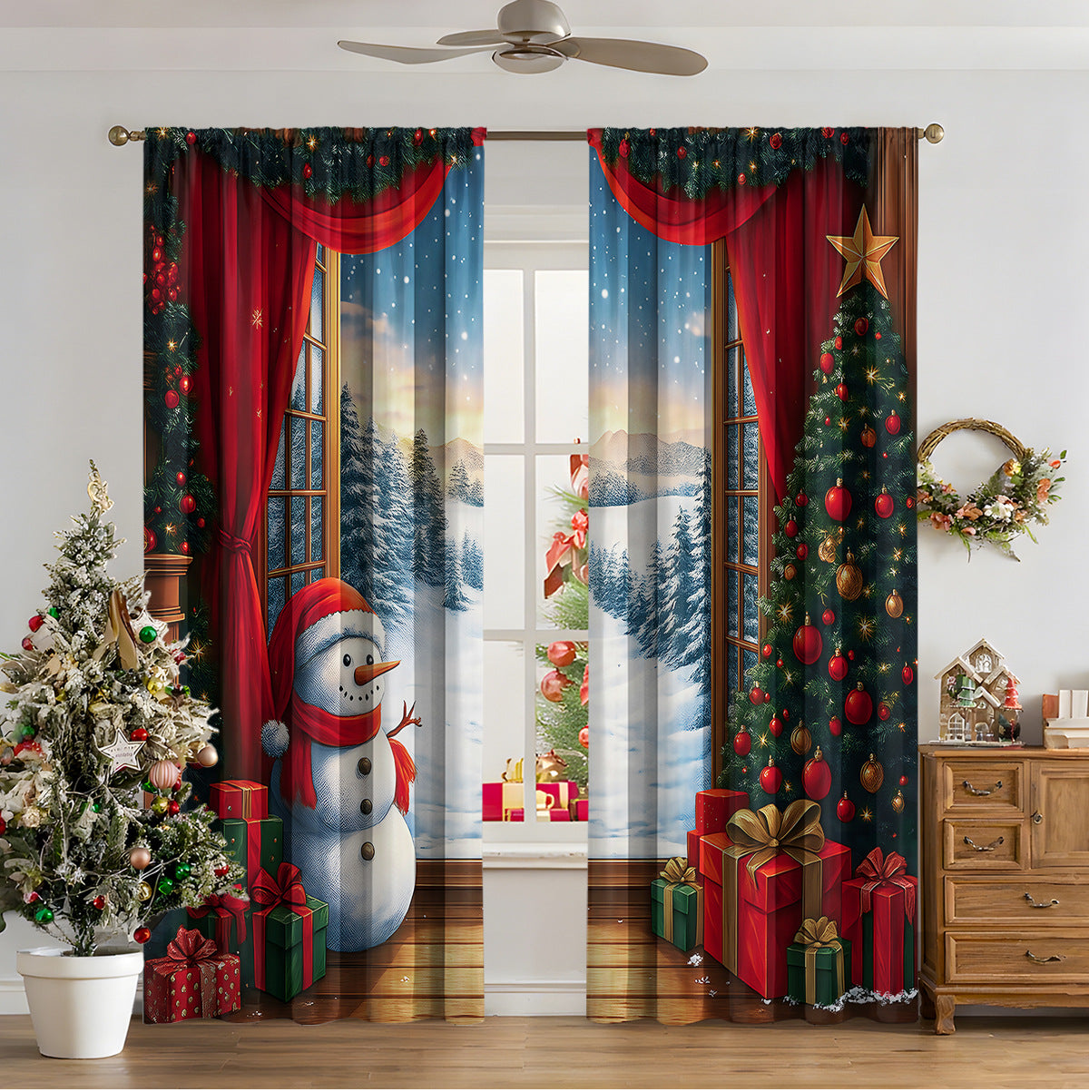 Weihnachtsvorhänge mit 3D-Digitaldruck