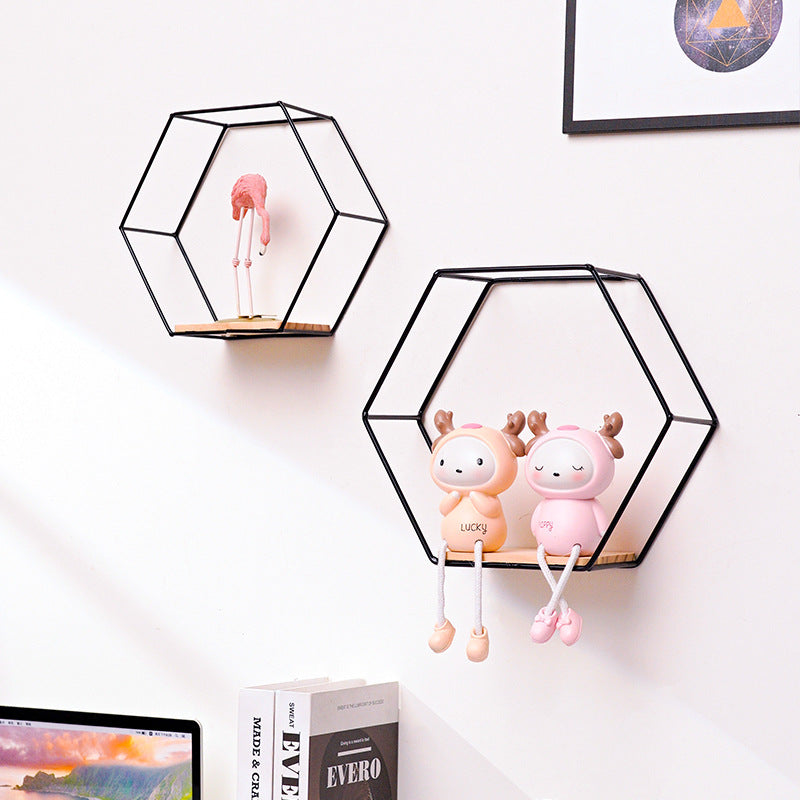 Hexagon Wandregal-Set aus Schmiedeeisen – Bild 10 | LuxeStyle