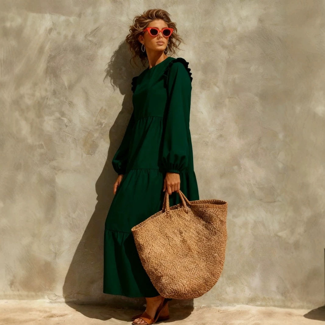 Kleid mit langen Ärmeln und Rundhalsausschnitt – Bild 3 | LuxeStyle